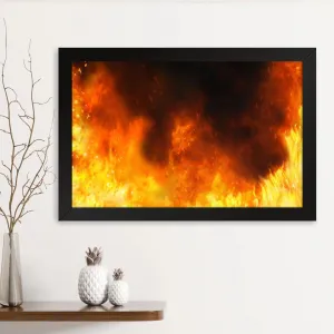 GADGETS WRAP Printed Photo Frame Matte Painting for Home Office Studio Living Room Decoration (14x11inch Black Framed) - Flames Background