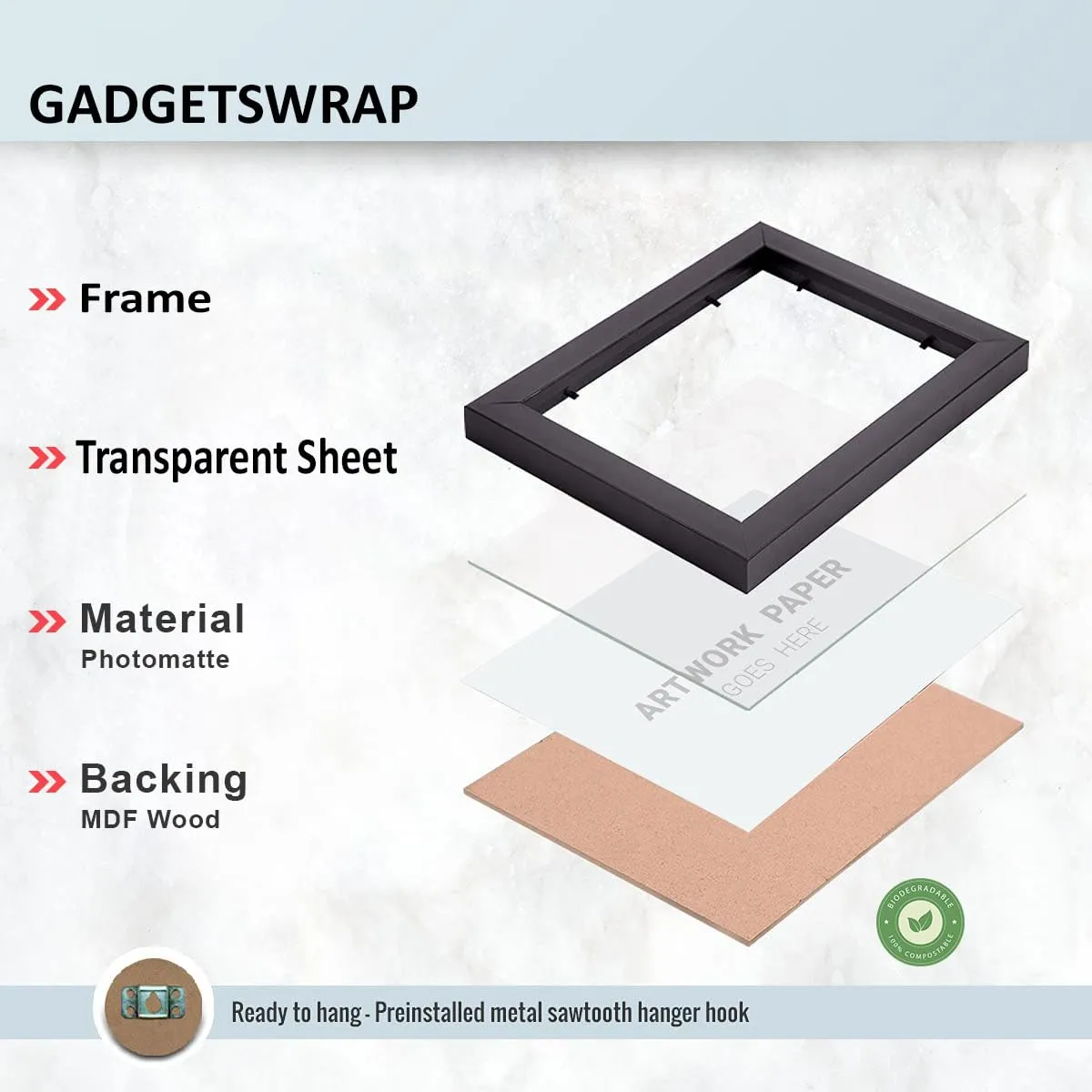 GADGETS WRAP Printed Photo Frame Matte Painting for Home Office Studio Living Room Decoration (17x11inch Black Framed) - Brown Cave Lines Abstract