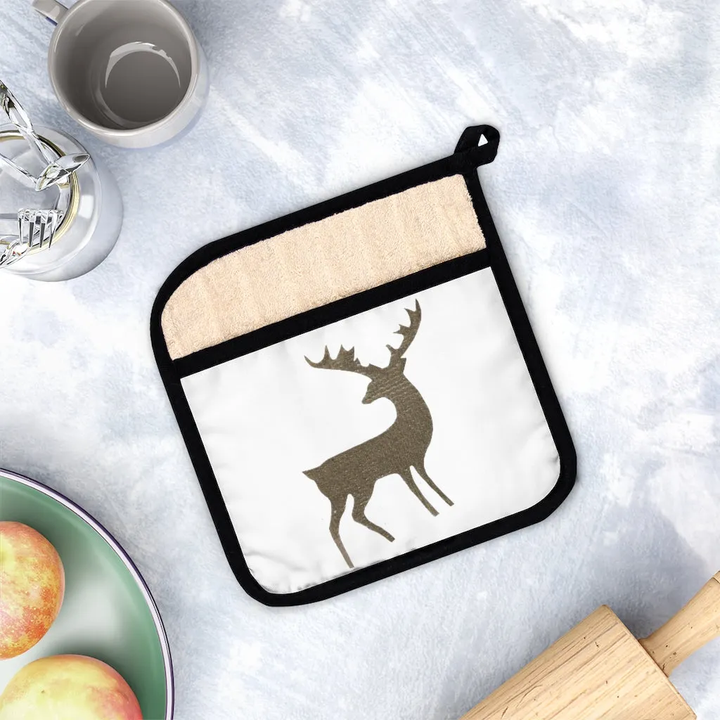 Golden Deer Pot Holder with Pocket
