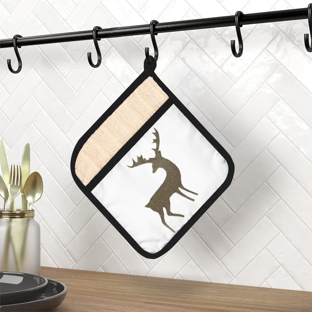 Golden Deer Pot Holder with Pocket