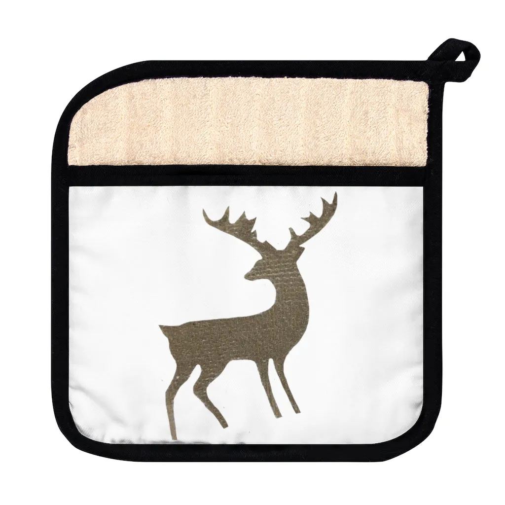 Golden Deer Pot Holder with Pocket