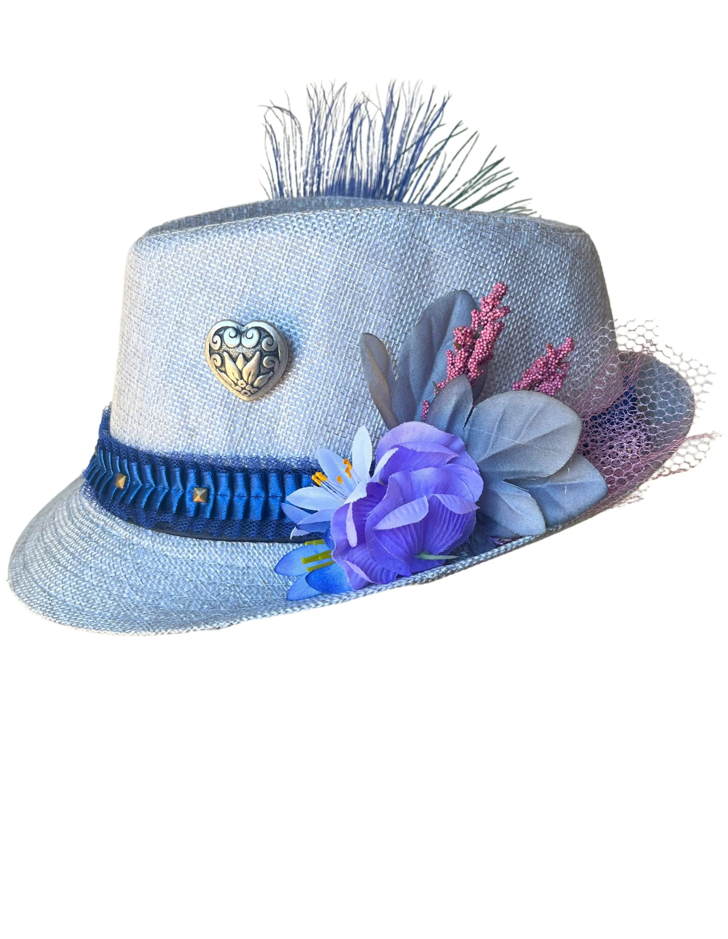 Grey Straw Bavarian Style Hat