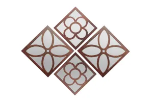 Grofly MDF 4 Pcs Wall Decor Panel | Stylish Showpieces For Home Decor | Wooden Mirror wall Decor panel Hangings Home Decor Gifts Item Living Room, Bed Room, Dinning Area | Interior Decoration Items