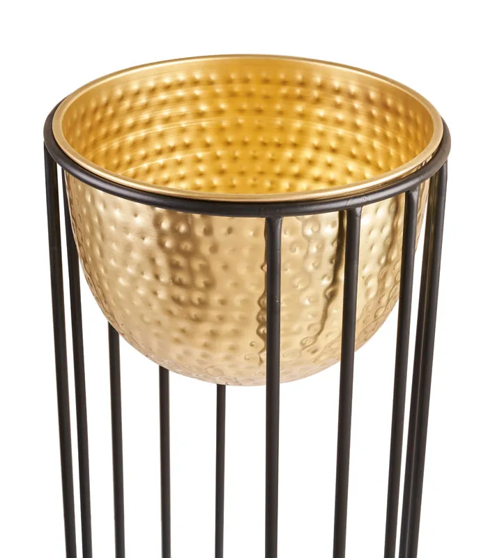 Hammered Column Gold Planter Set
