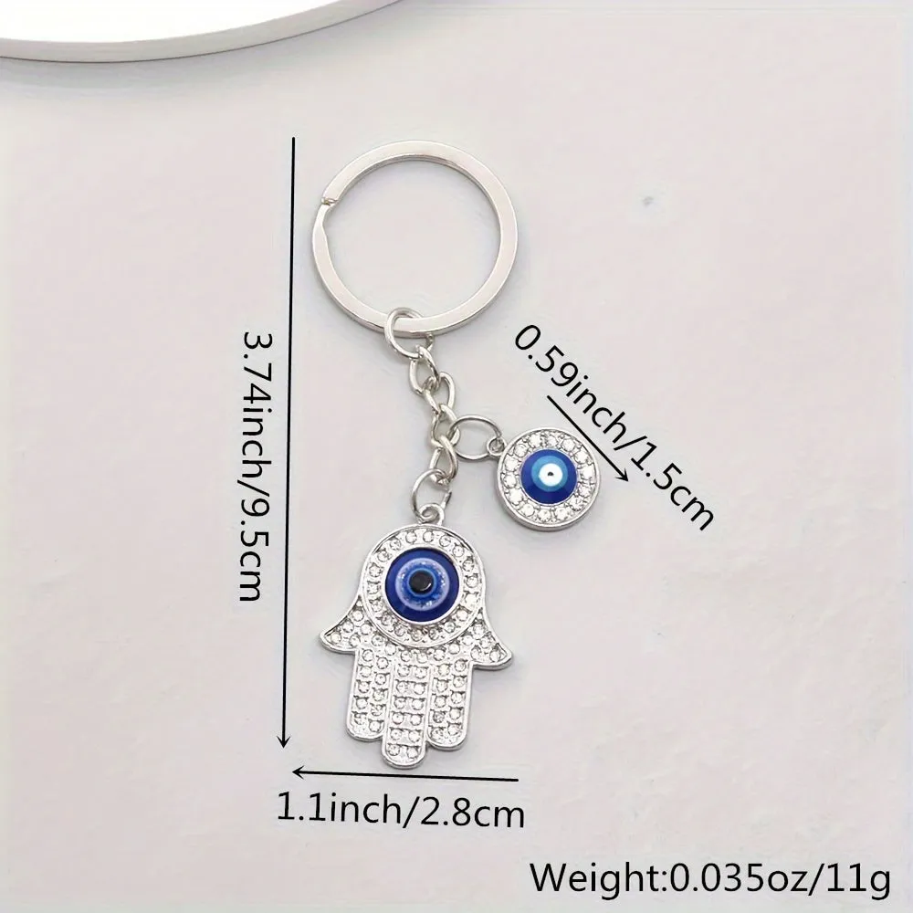 Hamsa Hand Evil Eye Zircon Keychain  Perfect Gift