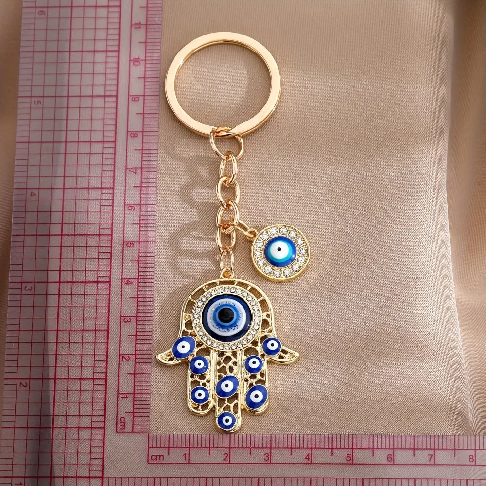 Hamsa Hand Evil Eye Zircon Keychain  Perfect Gift