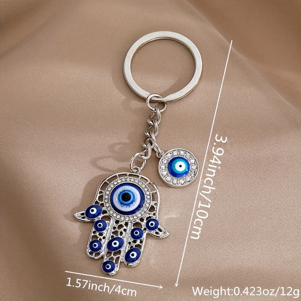 Hamsa Hand Evil Eye Zircon Keychain  Perfect Gift