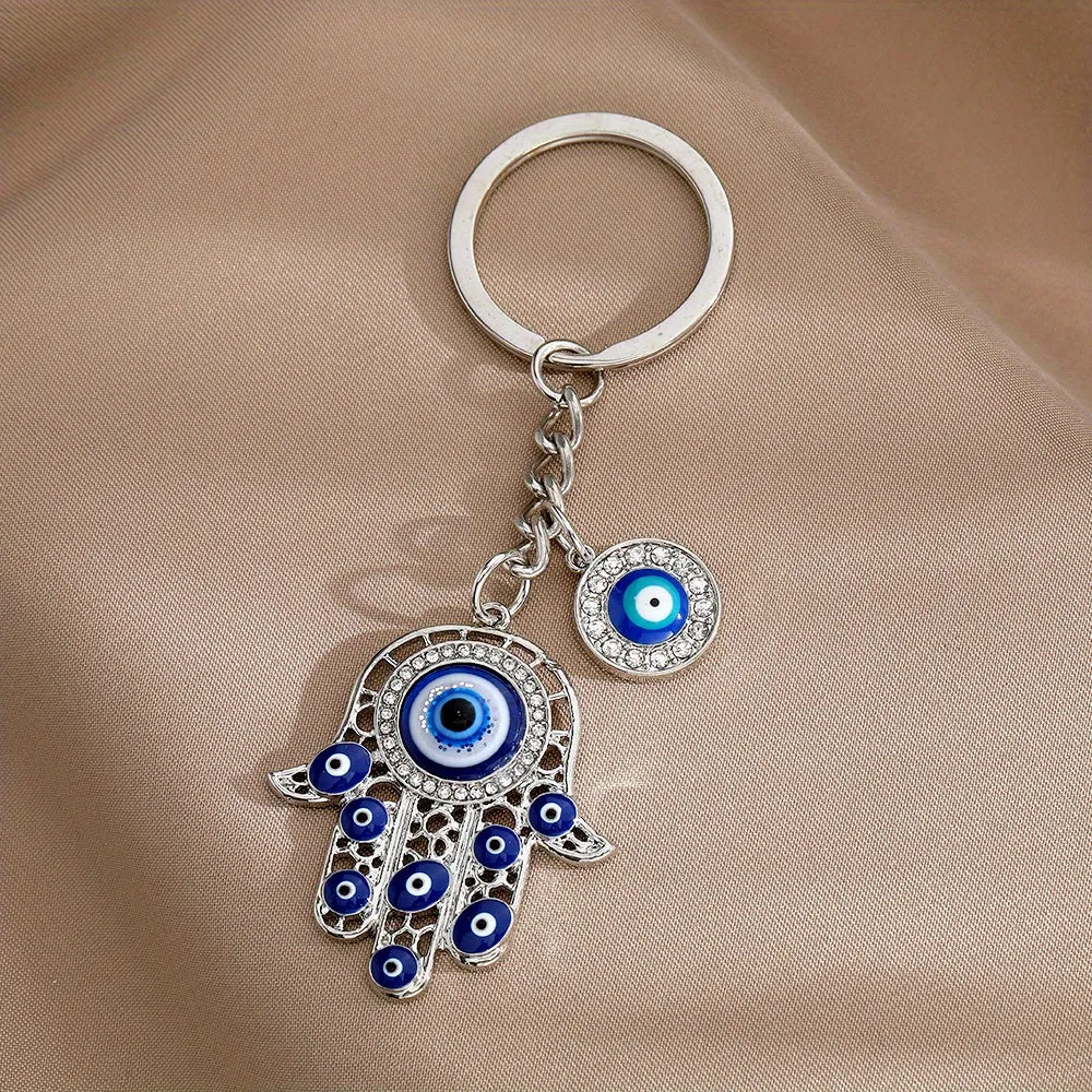Hamsa Hand Evil Eye Zircon Keychain  Perfect Gift