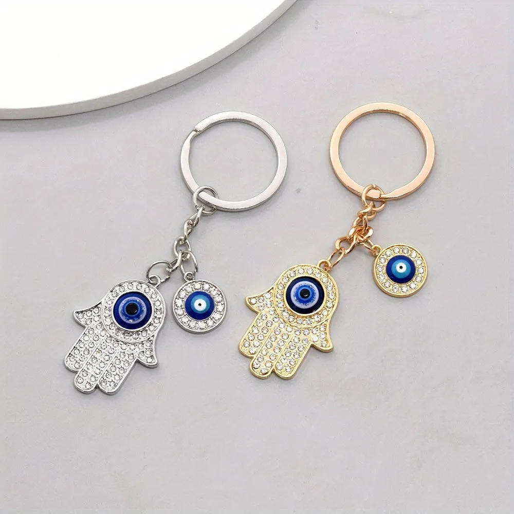 Hamsa Hand Evil Eye Zircon Keychain  Perfect Gift