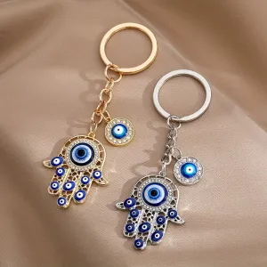 Hamsa Hand Evil Eye Zircon Keychain  Perfect Gift