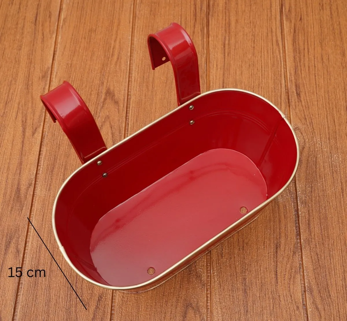 Hanging Pots For Plants Balcony Railing (Red - Pack4)