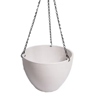 Hanging Rustic White Plastic Pot with Chain 30cm