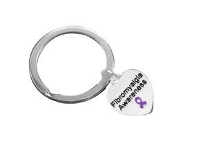 Heart Shaped Fibromyalgia Awareness Split Style Keychains