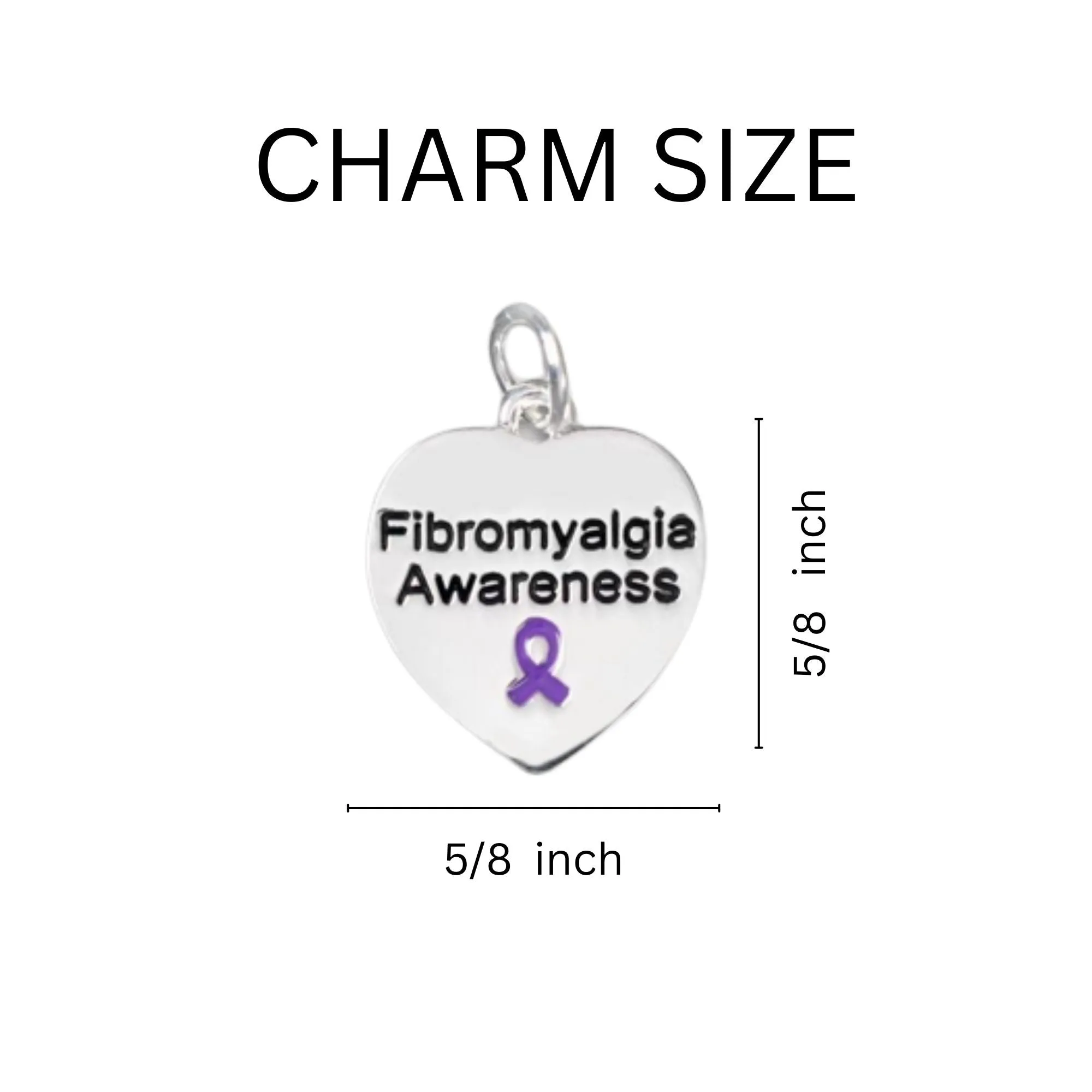 Heart Shaped Fibromyalgia Awareness Split Style Keychains