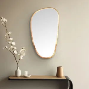@home by Nilkamal Pebble Shaped Decorative Wall Mirror |Use as a Stunning Décor Piece, Functioning Mirror, Living Room, Bedroom, Bathroom, Vanity|25.5 x 2.7 x 45.3 cm | Gold