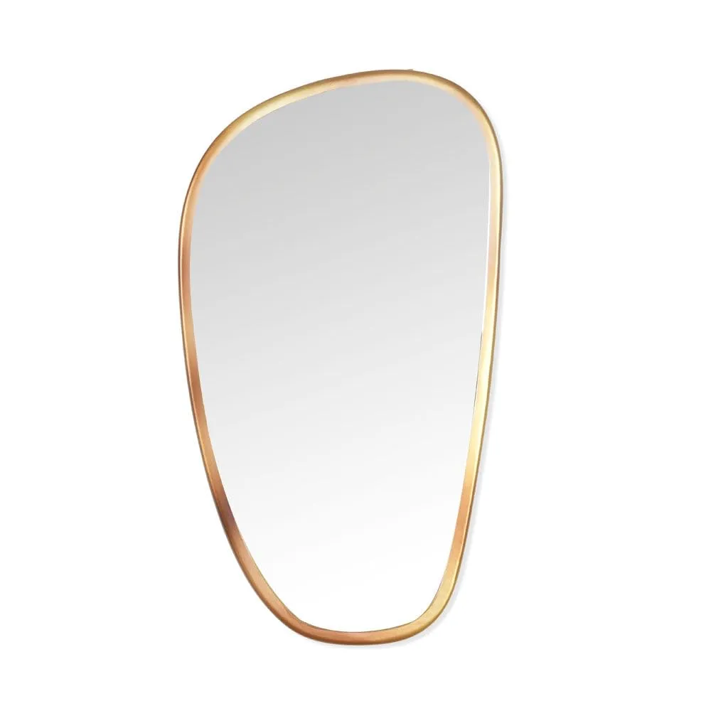 @home by Nilkamal Pebble Shaped Decorative Wall Mirror |Use as a Stunning Décor Piece, Functioning Mirror, Living Room, Bedroom, Bathroom, Vanity|25.5 x 2.7 x 45.3 cm | Gold