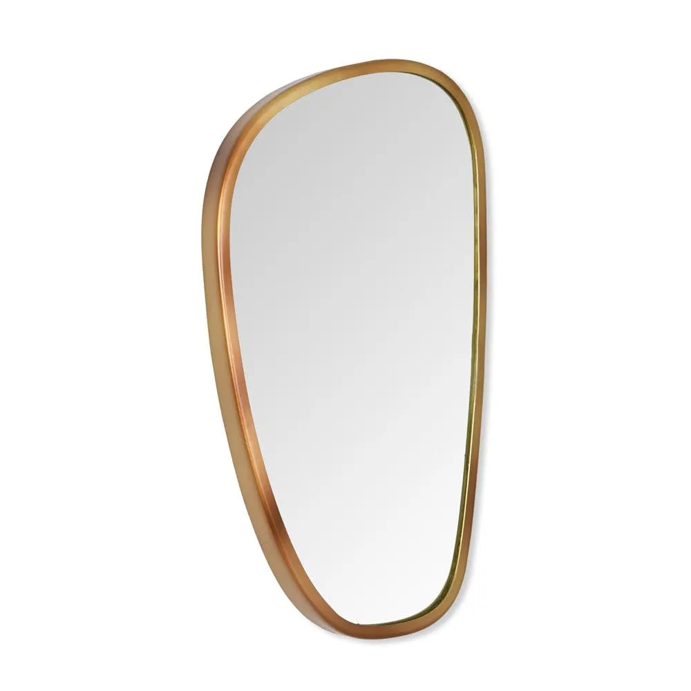 @home by Nilkamal Pebble Shaped Decorative Wall Mirror |Use as a Stunning Décor Piece, Functioning Mirror, Living Room, Bedroom, Bathroom, Vanity|25.5 x 2.7 x 45.3 cm | Gold
