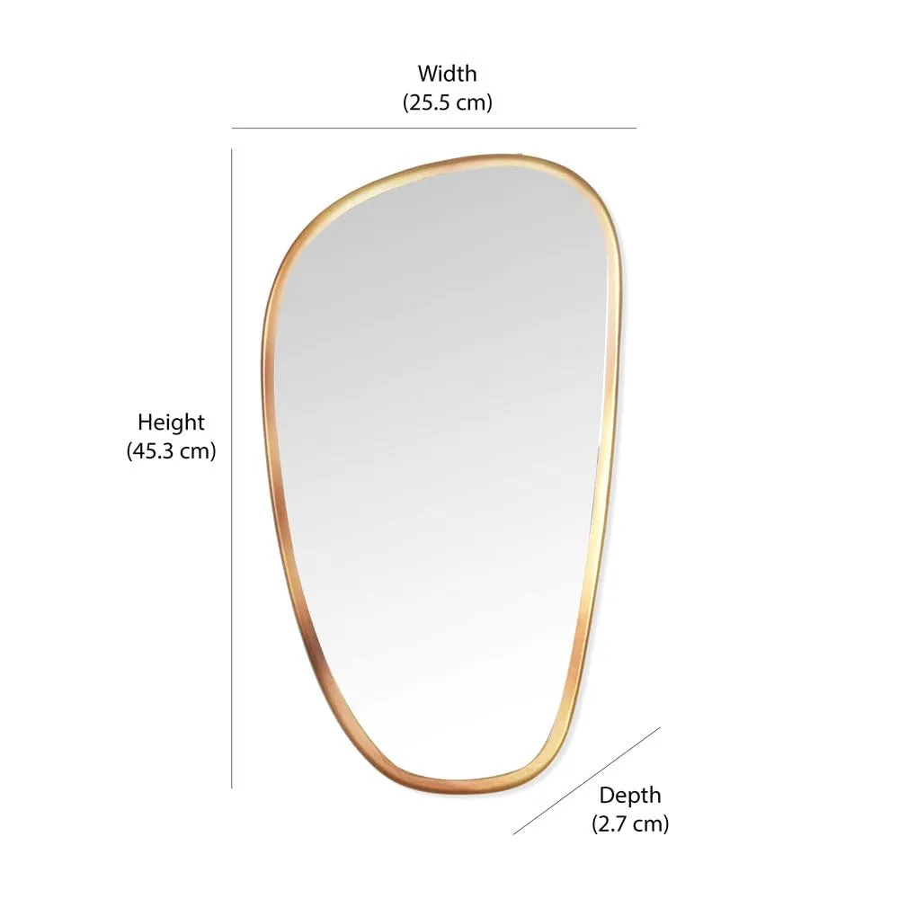 @home by Nilkamal Pebble Shaped Decorative Wall Mirror |Use as a Stunning Décor Piece, Functioning Mirror, Living Room, Bedroom, Bathroom, Vanity|25.5 x 2.7 x 45.3 cm | Gold
