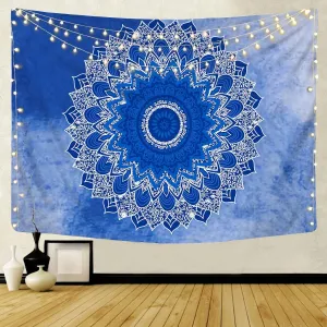 Indian Mandala Tapestry Psychedelic Passion Blue Wall Hanging Boho Decor