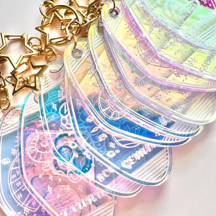 Iridescent Zodiac Keychains - Retro Motel Style - Astrology