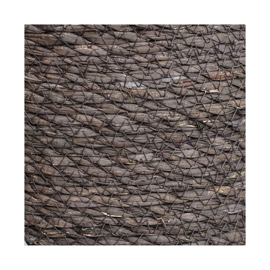 Ivyline 17cm Theo Grey Rim Woven Storage Basket Planters 100% Natural Split Seagrass