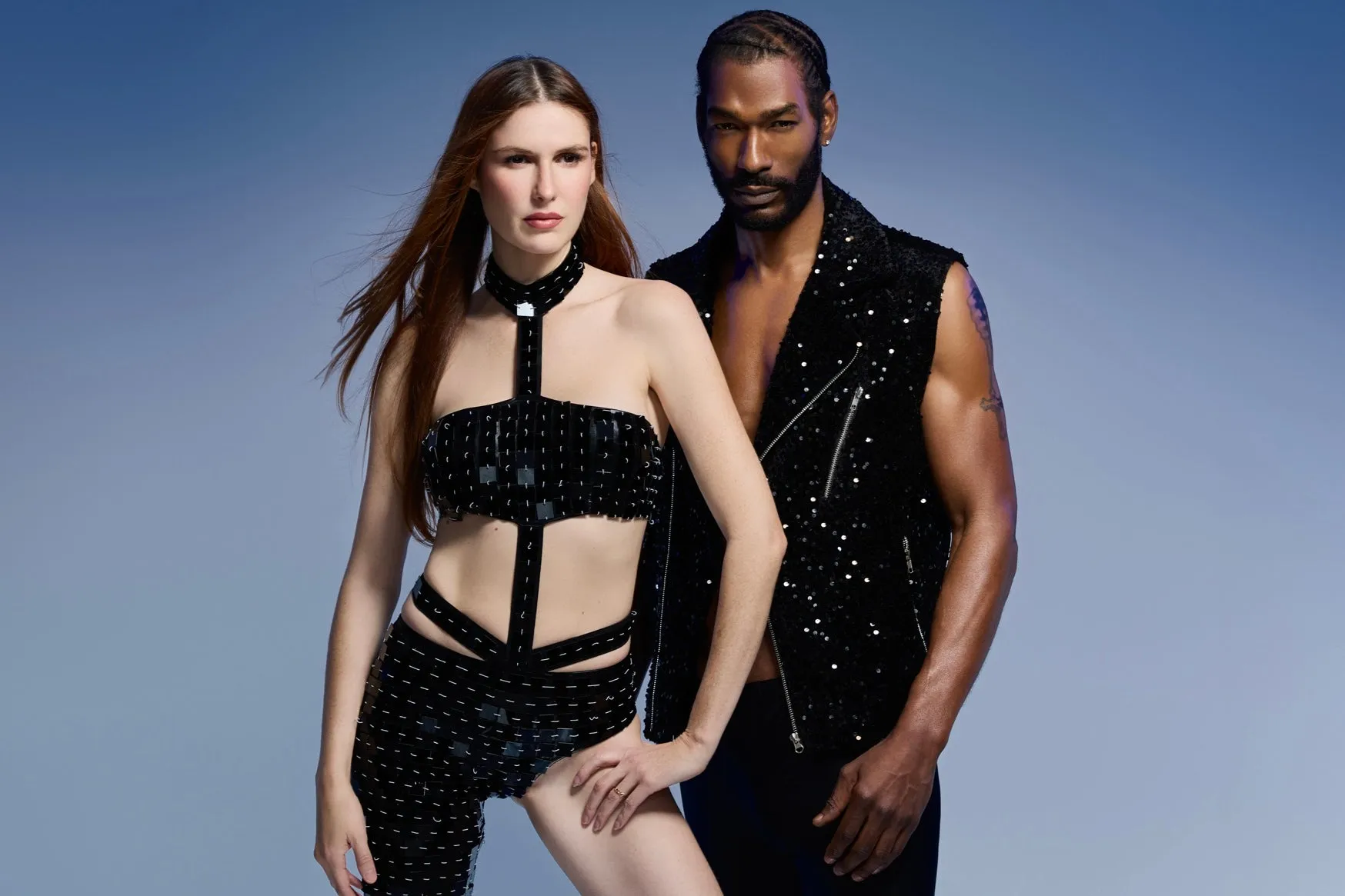 Kinesthetic Mirrored Black One Leg Catsuit by Dani Watanabe