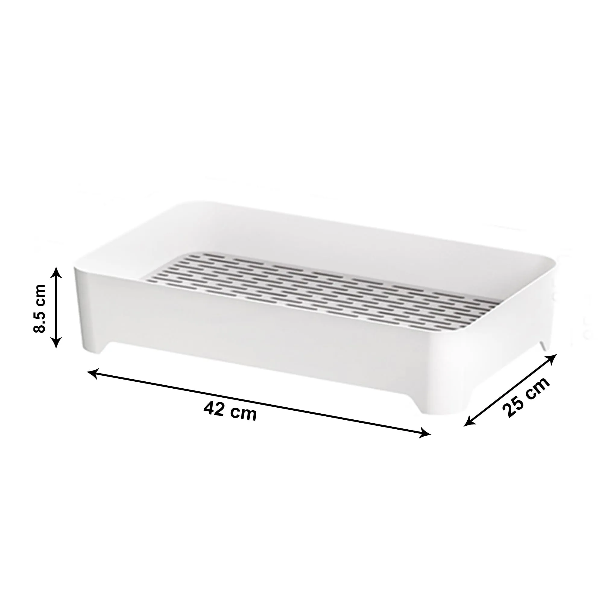 Kuber Industries Multipurpose Decorative Drain Tray Large | Makeup Perfume Organiser, Bathroom, Decorative Dresser, Kitchen Countertop Organiser Tray | Anti Slip | YM.6302G | Grey