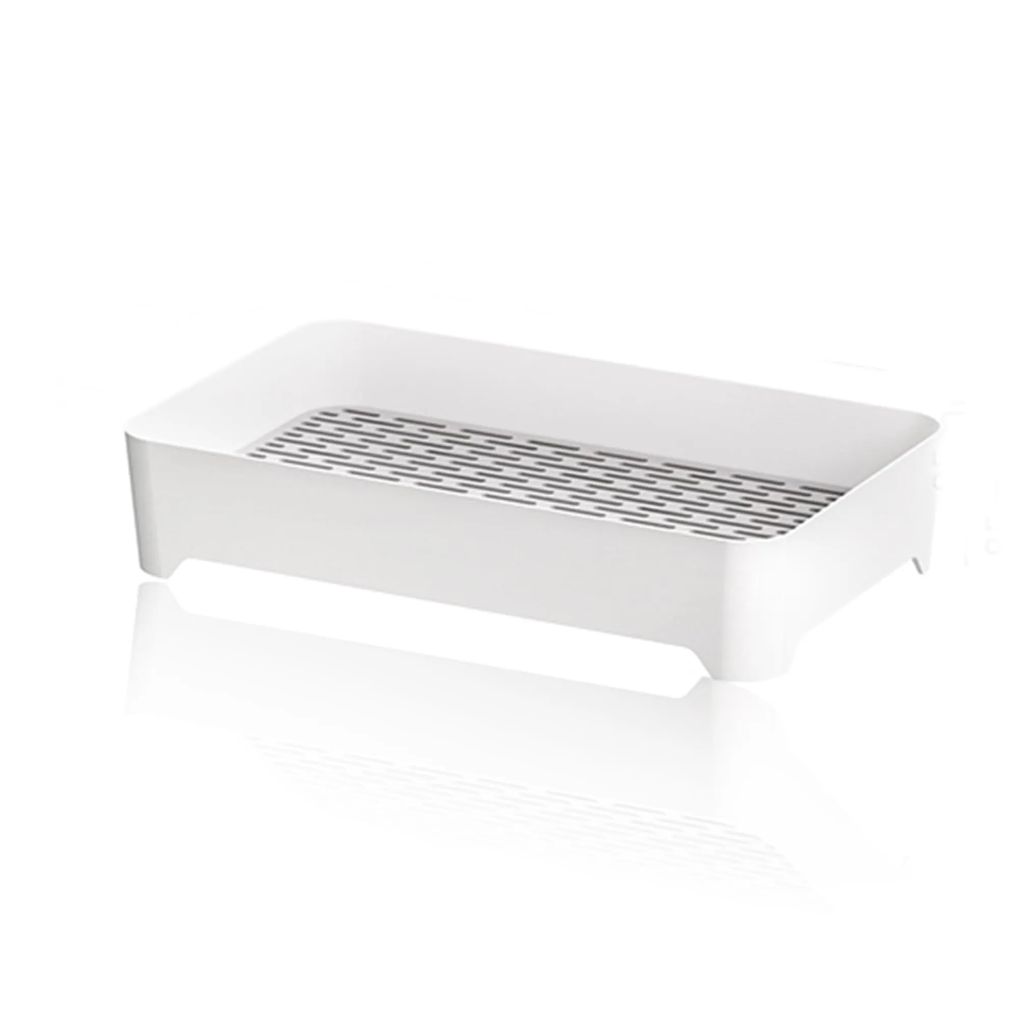 Kuber Industries Multipurpose Decorative Drain Tray Large | Makeup Perfume Organiser, Bathroom, Decorative Dresser, Kitchen Countertop Organiser Tray | Anti Slip | YM.6302G | Grey