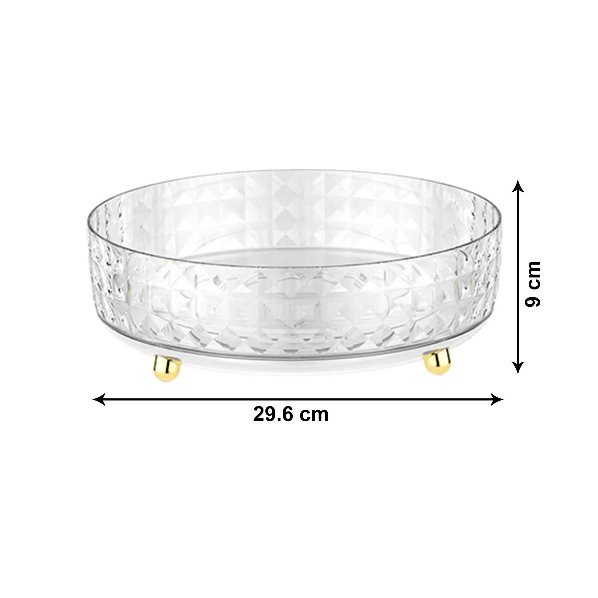 Kuber Industries Multipurpose Storage Organiser Tray Large | 360 Rotation | Decorative Rounded Corner | Easy Access Sturdy Base Kitchen | YM.6706T | Transparent