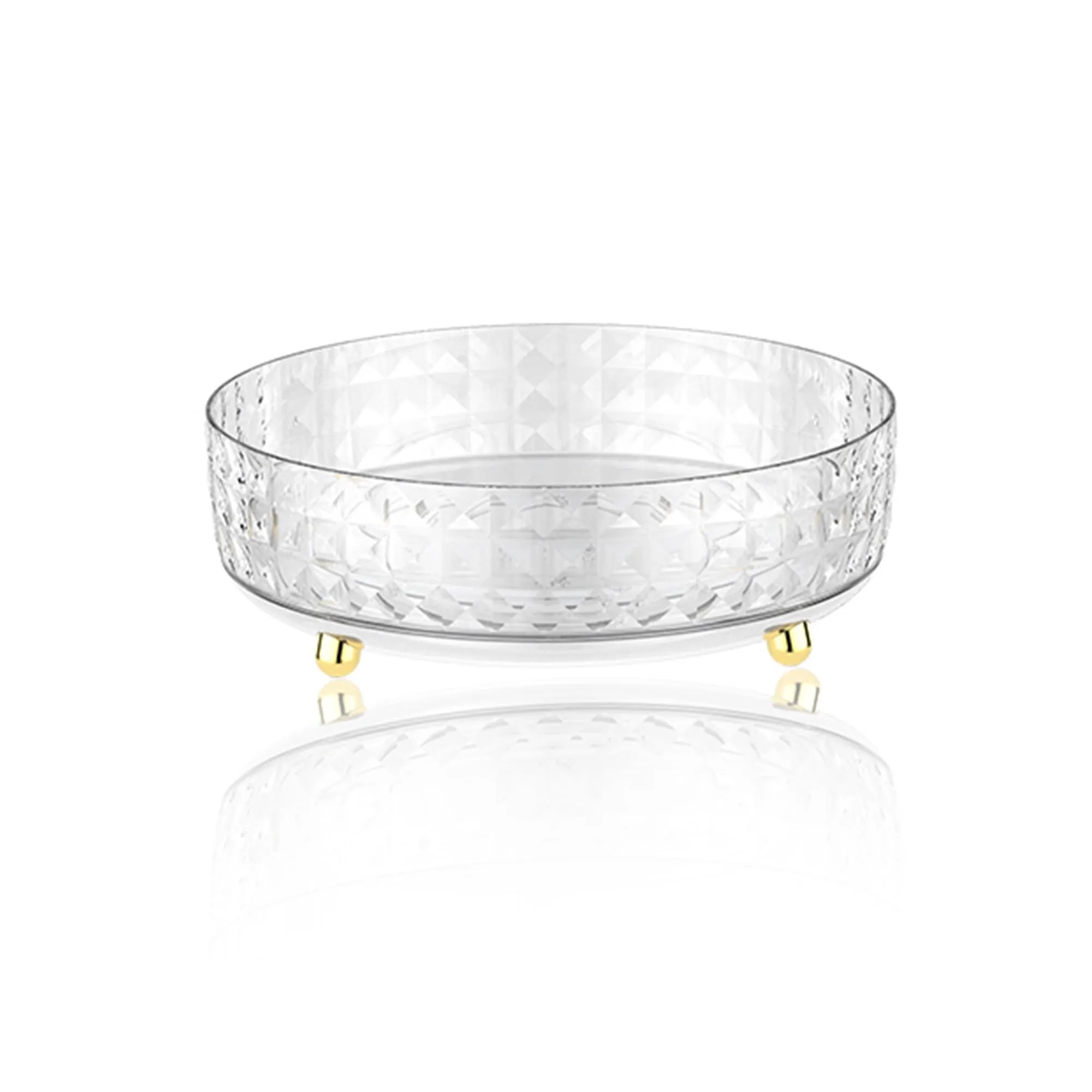 Kuber Industries Multipurpose Storage Organiser Tray Large | 360 Rotation | Decorative Rounded Corner | Easy Access Sturdy Base Kitchen | YM.6706T | Transparent