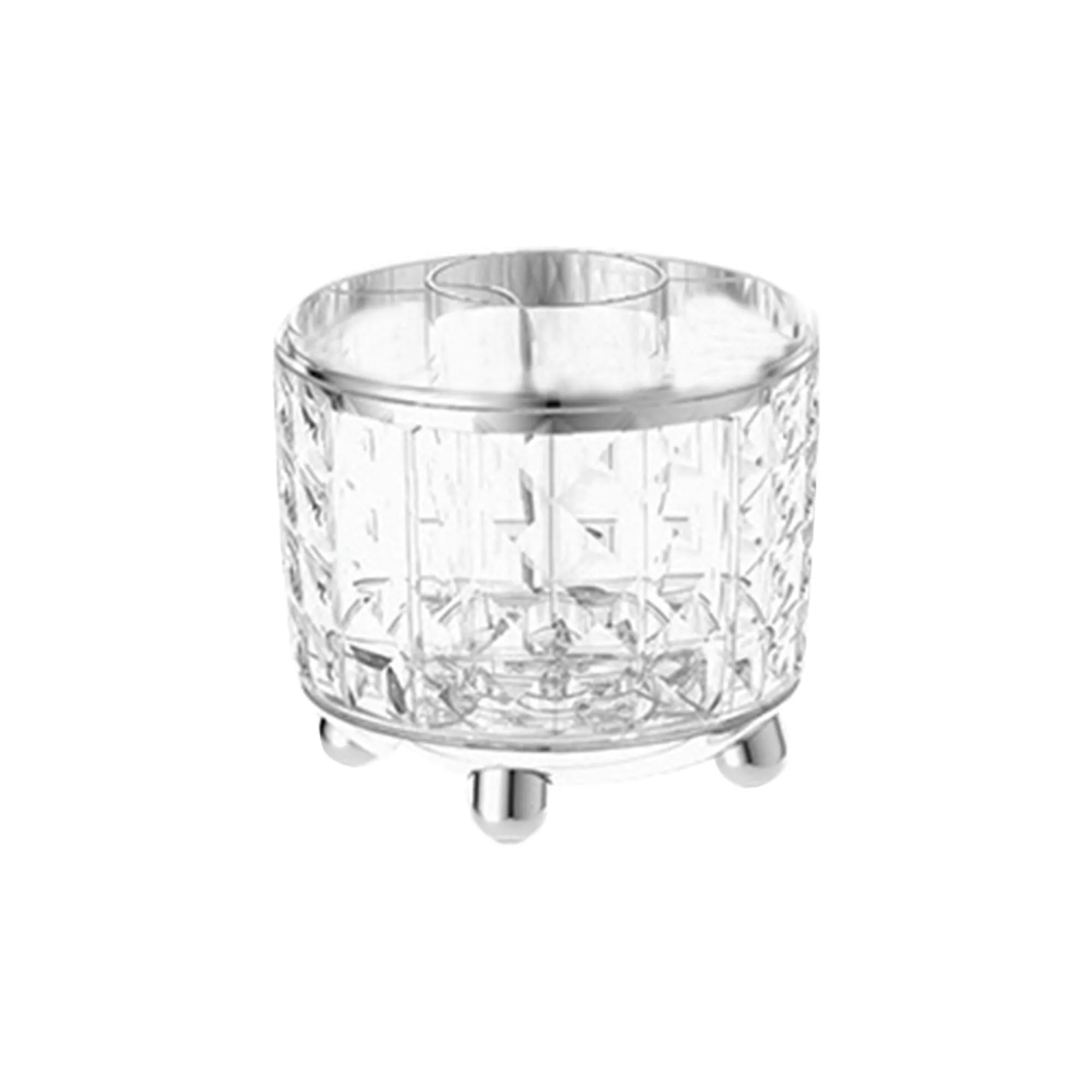 Kuber Industries Pack of 4 Multipurpose Storage Holder | Decorative Crystal Finish Stylish Look | Makeup Brush Holder | Desk Storage Container | YM.6698TS | Transparency Silver