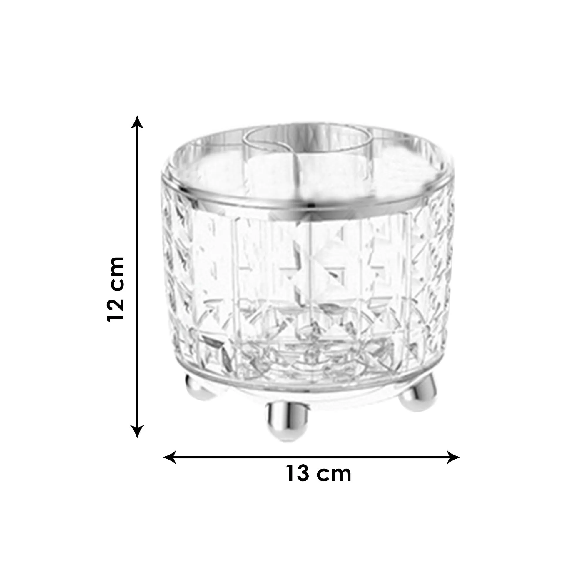 Kuber Industries Pack of 4 Multipurpose Storage Holder | Decorative Crystal Finish Stylish Look | Makeup Brush Holder | Desk Storage Container | YM.6698TS | Transparency Silver