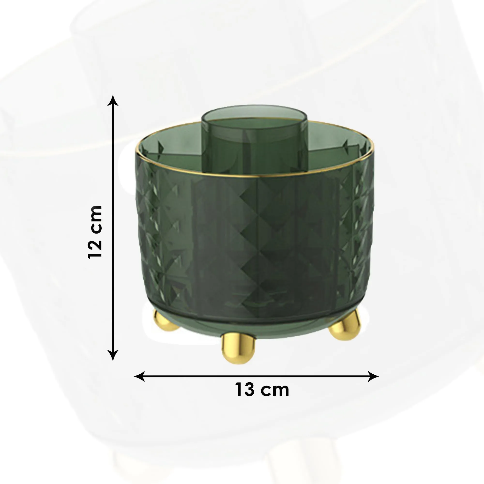 Kuber Industries Pack of 5 Multipurpose Storage Holder | Decorative Crystal Finish Stylish Look | Makeup Brush Holder | Desk Storage Container | YM.6698D | Dark Green Gold