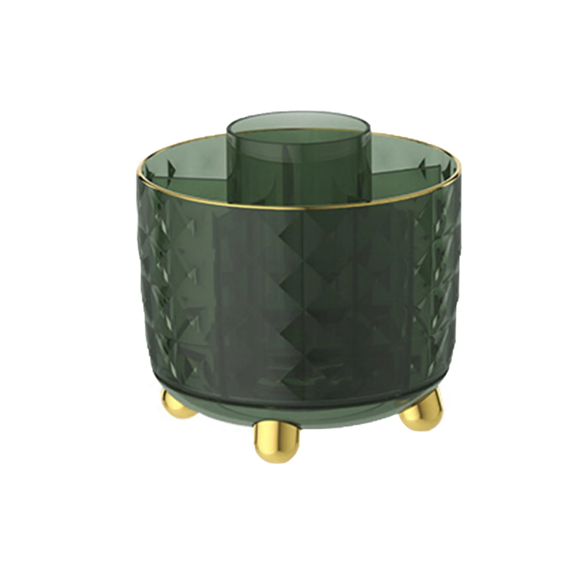Kuber Industries Pack of 5 Multipurpose Storage Holder | Decorative Crystal Finish Stylish Look | Makeup Brush Holder | Desk Storage Container | YM.6698D | Dark Green Gold