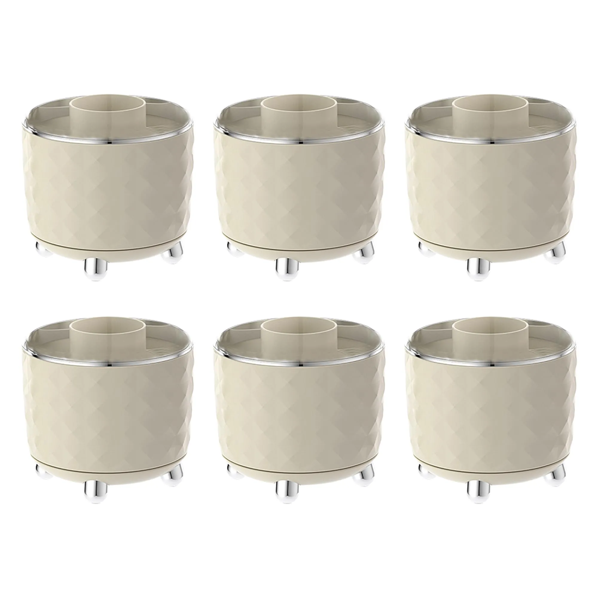Kuber Industries Pack of 6 Multipurpose Storage Holder | Decorative Crystal Finish Stylish Look | Makeup Brush Holder | Desk Storage Container | YM.6698CS | Cream Silver