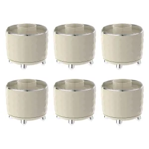 Kuber Industries Pack of 6 Multipurpose Storage Holder | Decorative Crystal Finish Stylish Look | Makeup Brush Holder | Desk Storage Container | YM.6698CS | Cream Silver