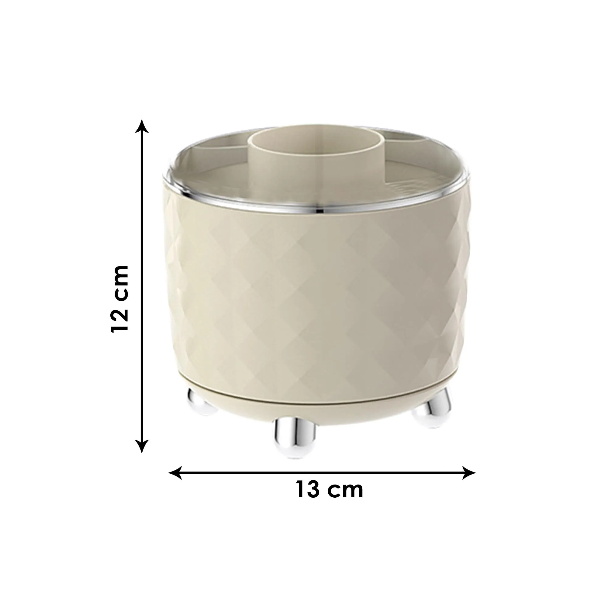 Kuber Industries Pack of 6 Multipurpose Storage Holder | Decorative Crystal Finish Stylish Look | Makeup Brush Holder | Desk Storage Container | YM.6698CS | Cream Silver