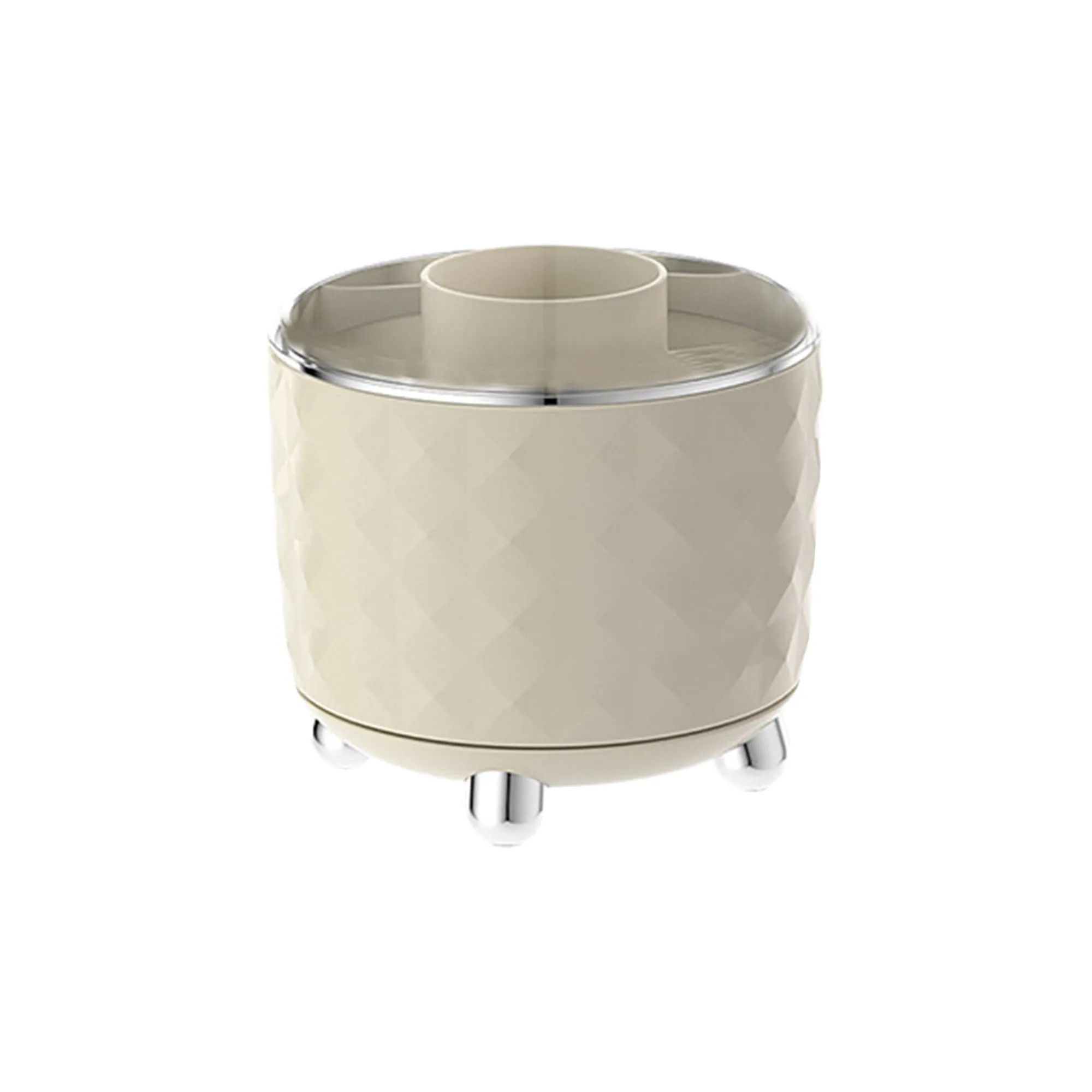 Kuber Industries Pack of 6 Multipurpose Storage Holder | Decorative Crystal Finish Stylish Look | Makeup Brush Holder | Desk Storage Container | YM.6698CS | Cream Silver
