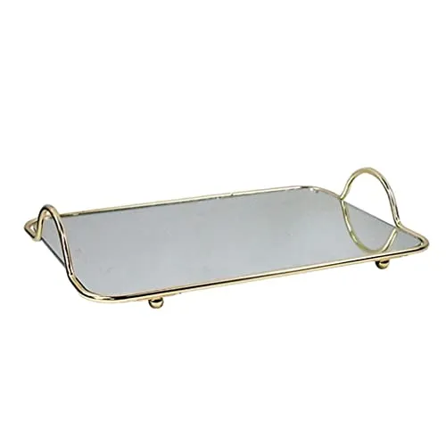 LICHTS Mirror Tray Gold Display Vintage Jewelry Perfume for Bedroom Makeup Large