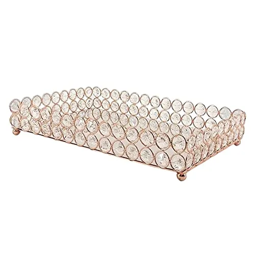 LICHTS Mirrored Fruit Vanity Tray Storage for Wedding Wine Restaurant L Rose Gold