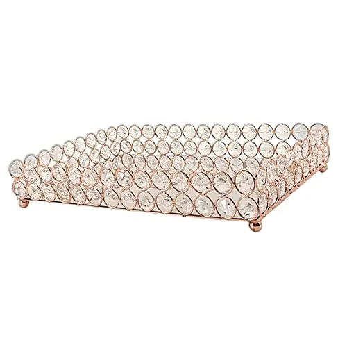 LICHTS Mirrored Fruit Vanity Tray Storage for Wedding Wine Restaurant L Rose Gold