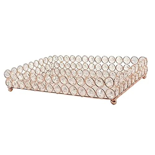 LICHTS Mirrored Fruit Vanity Tray Storage for Wedding Wine Restaurant L Rose Gold