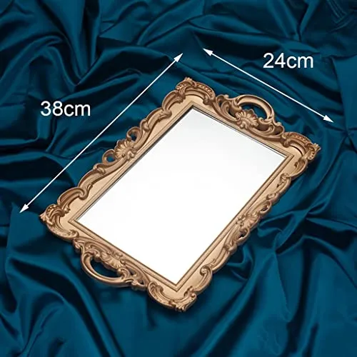 LICHTS Nordic Retro Mirror Plate Decorative Tray for Wedding Home Ornaments Dessert Golden Rectangle