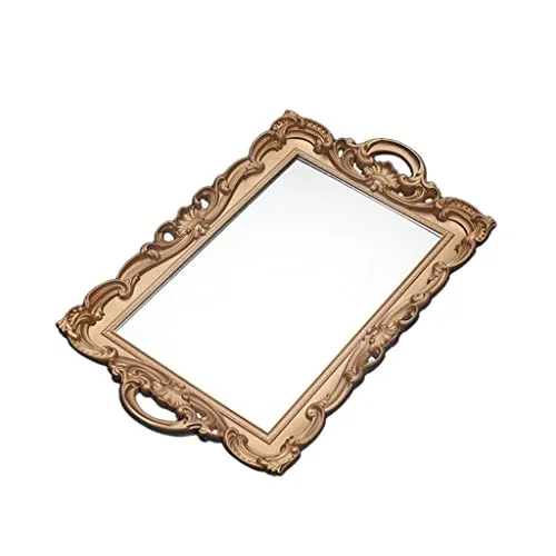 LICHTS Nordic Retro Mirror Plate Decorative Tray for Wedding Home Ornaments Dessert Golden Rectangle