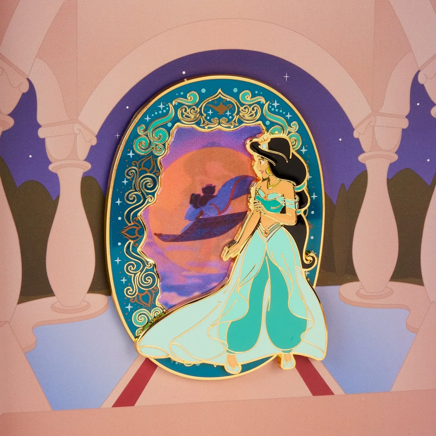 Loungefly Disney Aladdin Princess Jasmine Lenticular 3 Collector Box Pin - Preorder