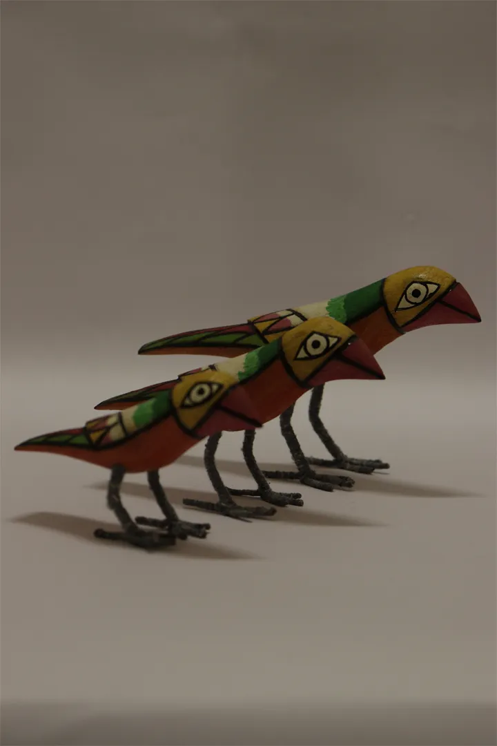 Macaw Handmade Wooden Birds Set Of 3 Multi