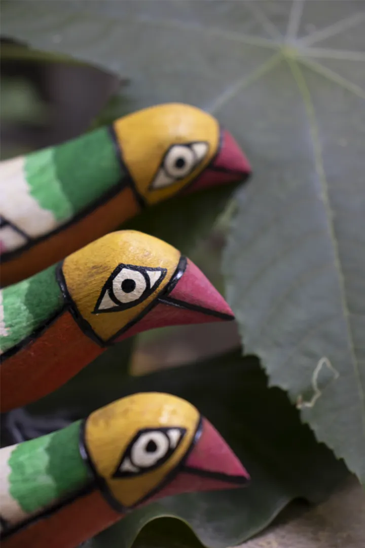 Macaw Handmade Wooden Birds Set Of 3 Multi