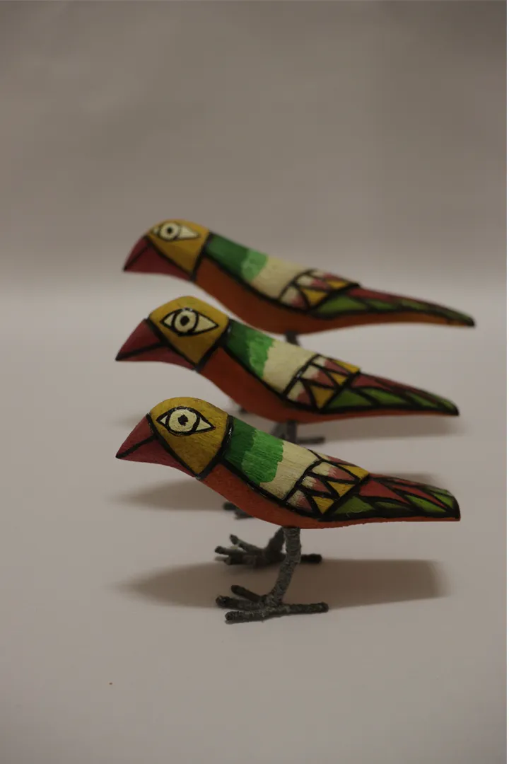 Macaw Handmade Wooden Birds Set Of 3 Multi