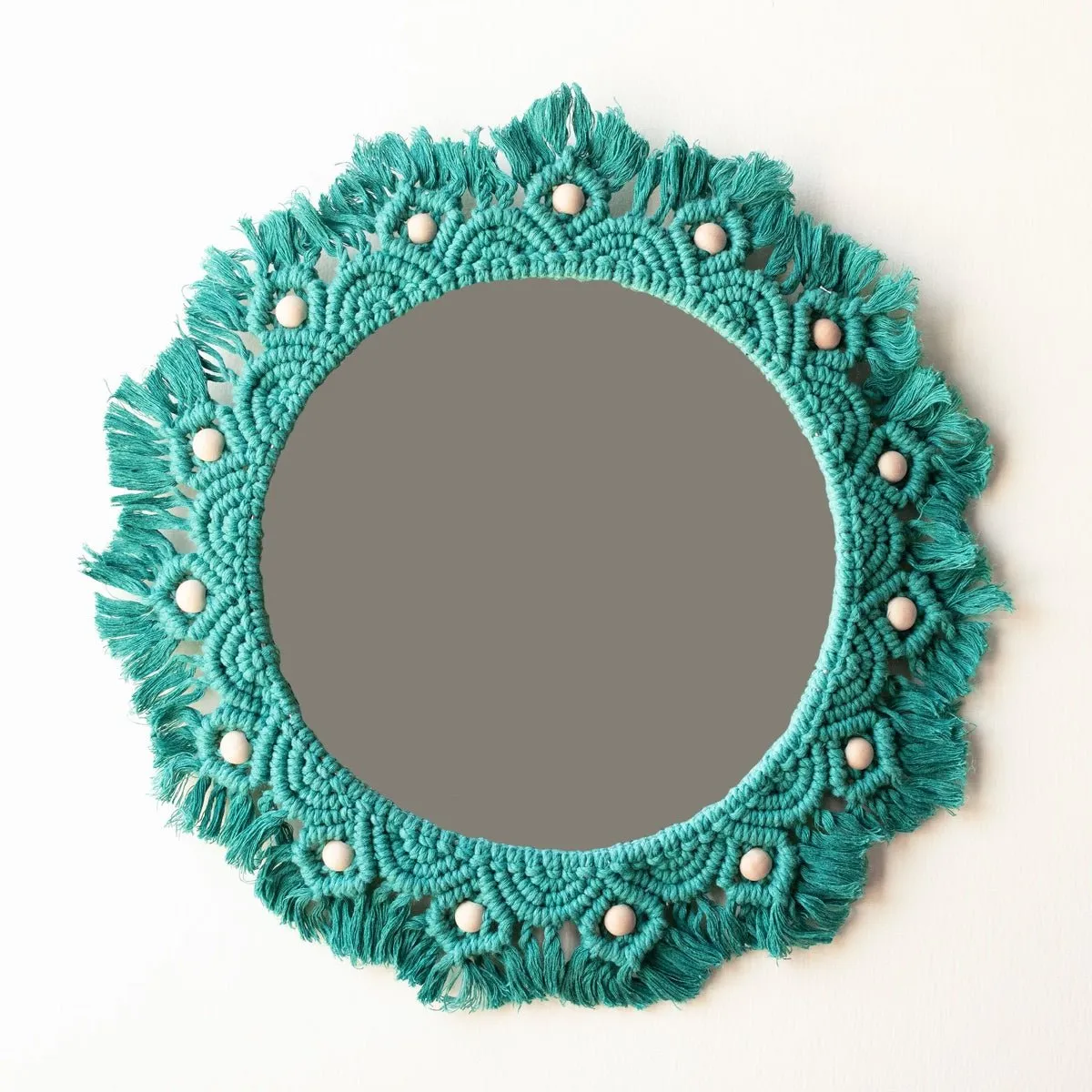 Macrame Mirror - Turquoise Color