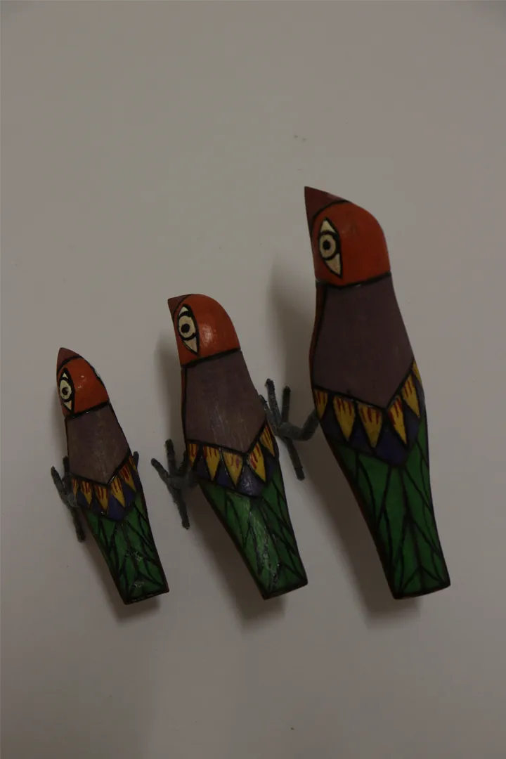 Maina Handmade Wooden Birds Set Of 3 Multi